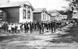 Morning assembly at the Waihi District High School, c 1900.